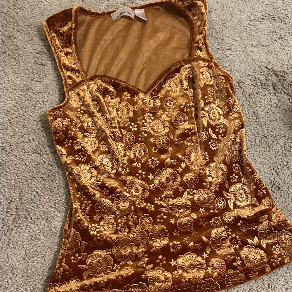 Golden Floral Velvet Blouse